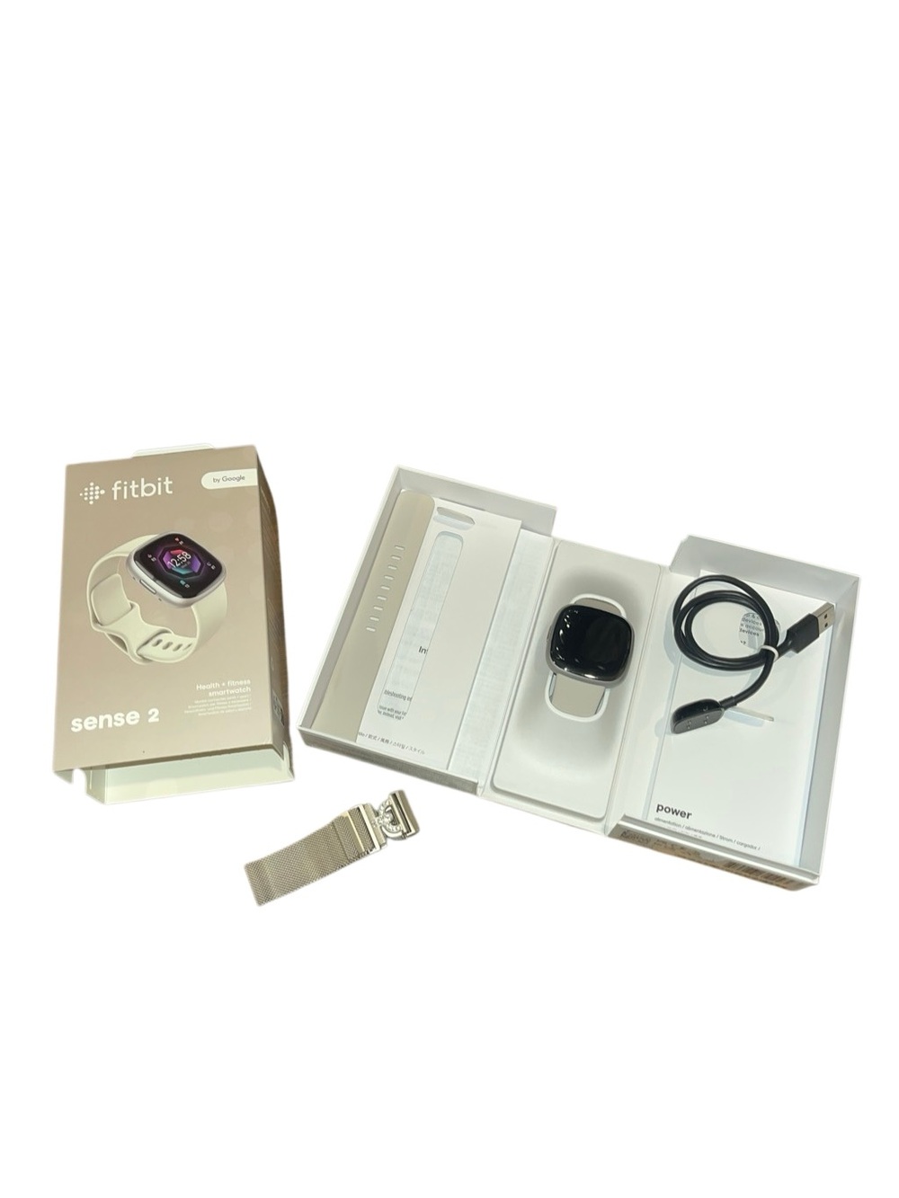 Fitbit Sense 2 Smartwatch Aluminum 24mm * Like New * 2 Bands * Box * Charger